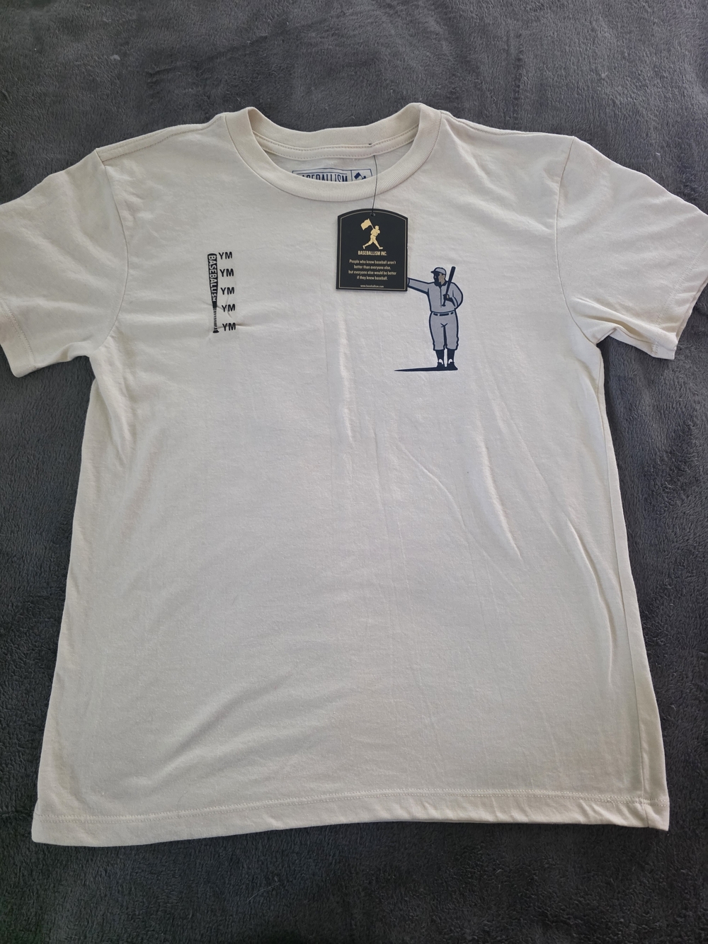 Kids Cream Short-Sleeve Graphic Tee with Navy Print